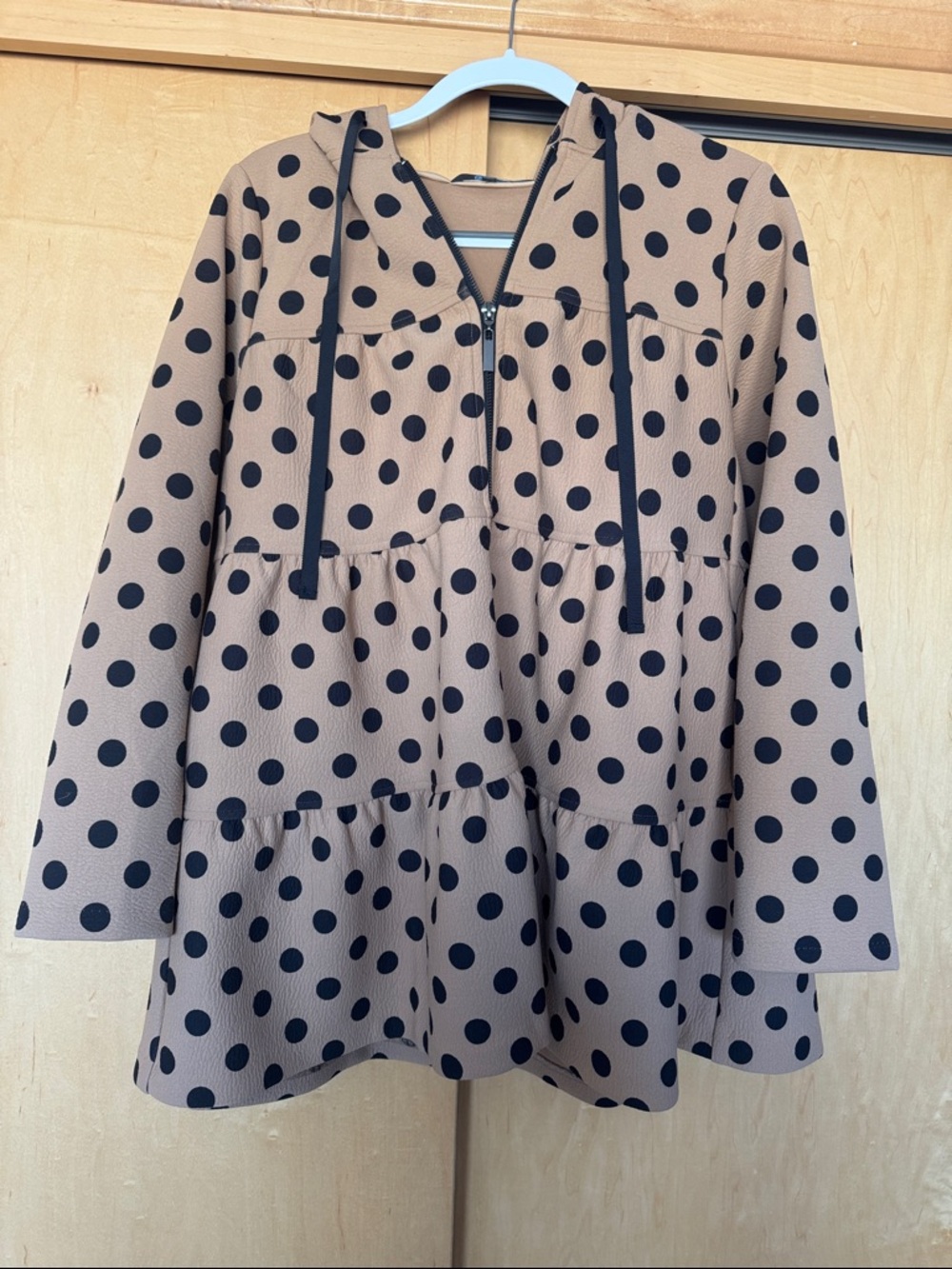 Eva Franco Beige Tunic with Black Polka Dots